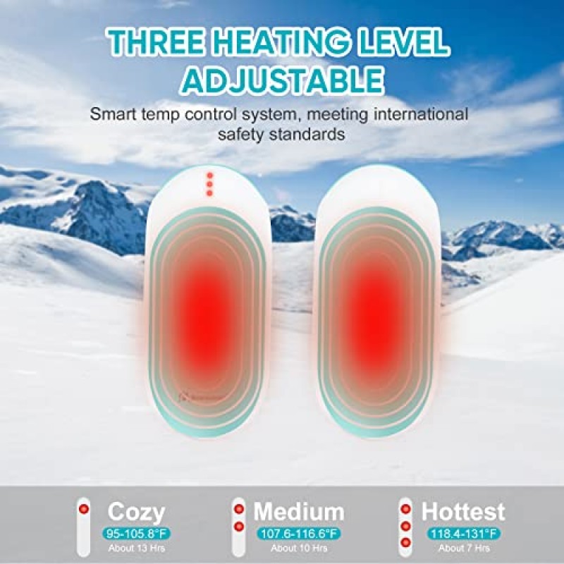 손난로 충전식, 10000mAh 전기 재사용 가능한 휴대용 온열기 양면 3단계 난방, 야외 캠핑용 Sanlead USB 휴대용 포켓 히터