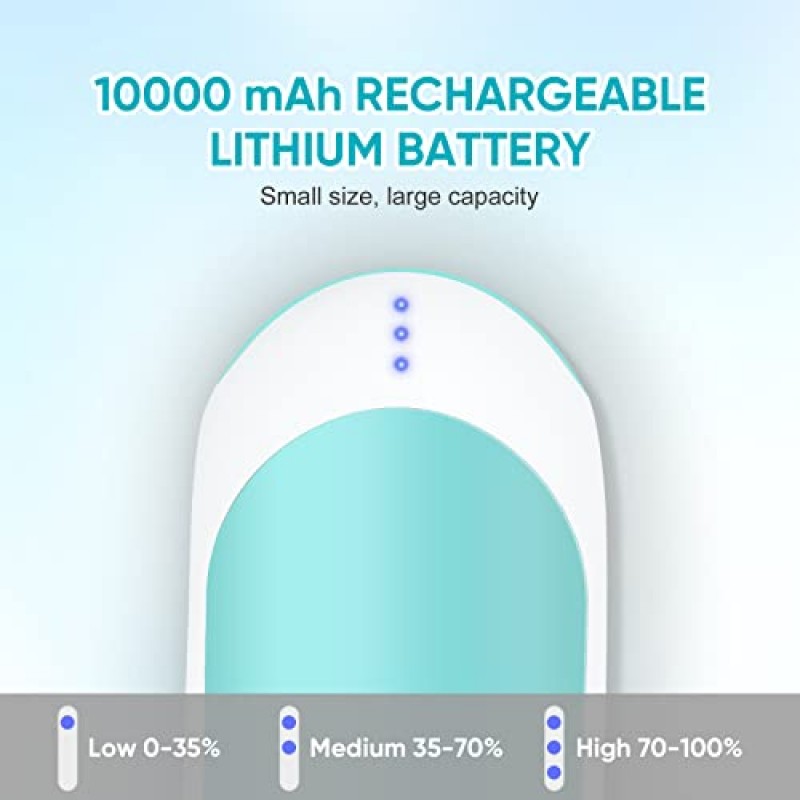 손난로 충전식, 10000mAh 전기 재사용 가능한 휴대용 온열기 양면 3단계 난방, 야외 캠핑용 Sanlead USB 휴대용 포켓 히터