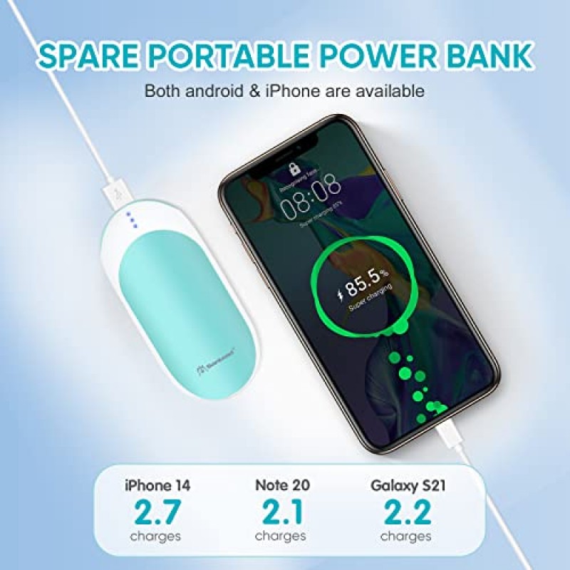 손난로 충전식, 10000mAh 전기 재사용 가능한 휴대용 온열기 양면 3단계 난방, 야외 캠핑용 Sanlead USB 휴대용 포켓 히터