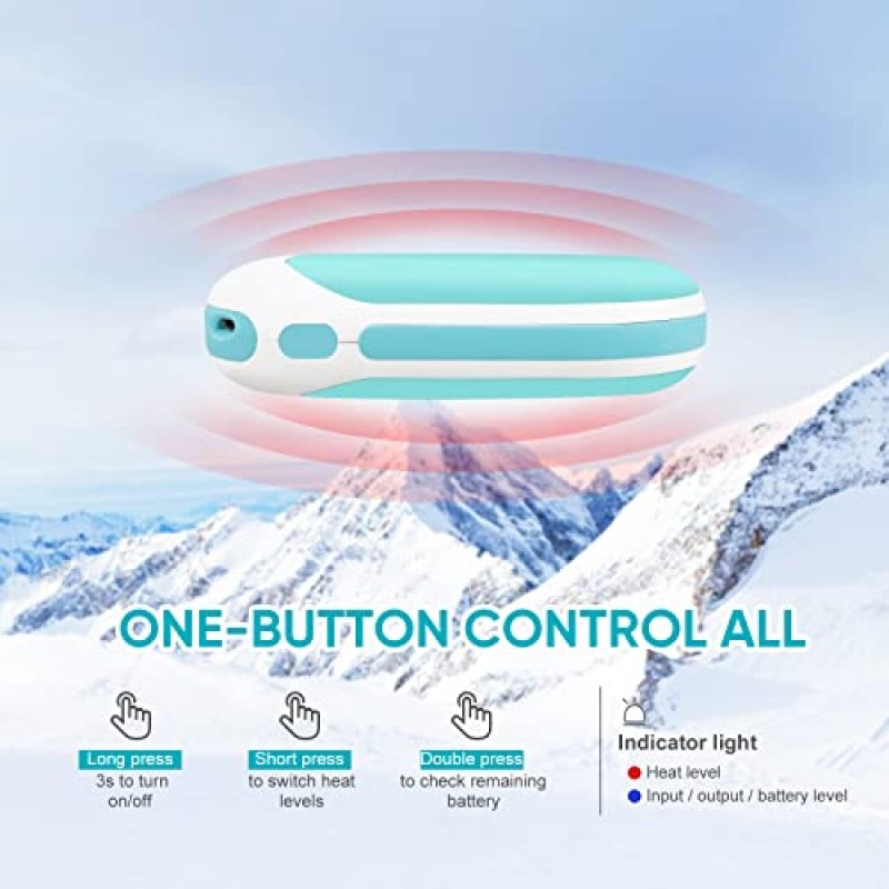 손난로 충전식, 10000mAh 전기 재사용 가능한 휴대용 온열기 양면 3단계 난방, 야외 캠핑용 Sanlead USB 휴대용 포켓 히터