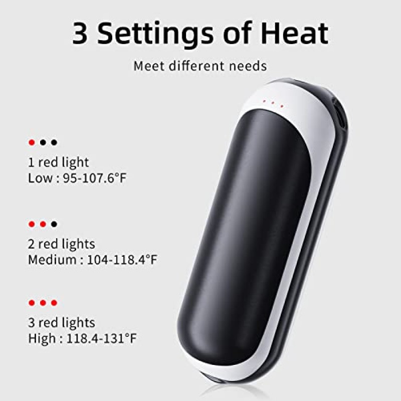6000mah 충전식 손난로, 15시간 남성과 여성을 위한 휴대용 손 히터, 야외/실내/캠핑/낚시/오토바이/스키