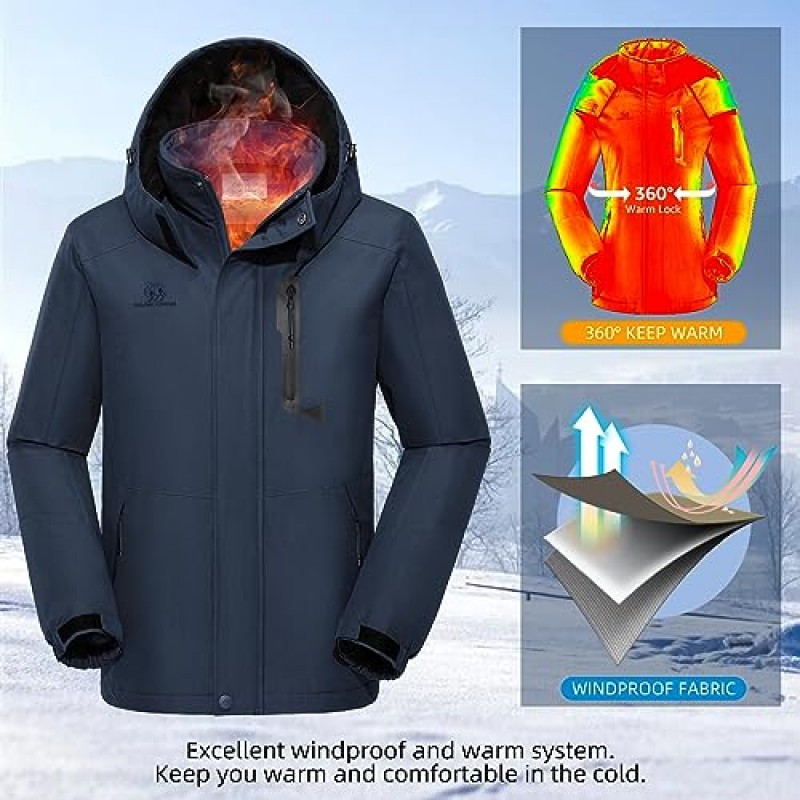 GOLDEN CAMEL 남성용 겨울 자켓 방풍 스키 스노우 자켓 방수 Thicken Parka 레인 자켓 Warm Puffer Coat