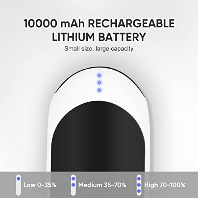 충전식 손난로, 10000mAh 전기 재사용 가능한 손난로, 양면 난방 휴대용 온열기, 야외 캠핑용 Sanlead USB 휴대용 포켓 히터