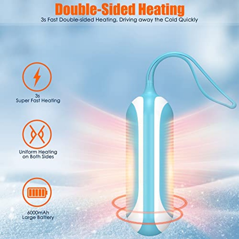 GOOSEL 손난로 충전식, 6000mAh 손목 밴드가 있는 재사용 가능한 전기 손난로, USB 휴대용 포켓 워머 3단계 오래 지속되는 난방 남성과 여성을 위한 최고의 선물