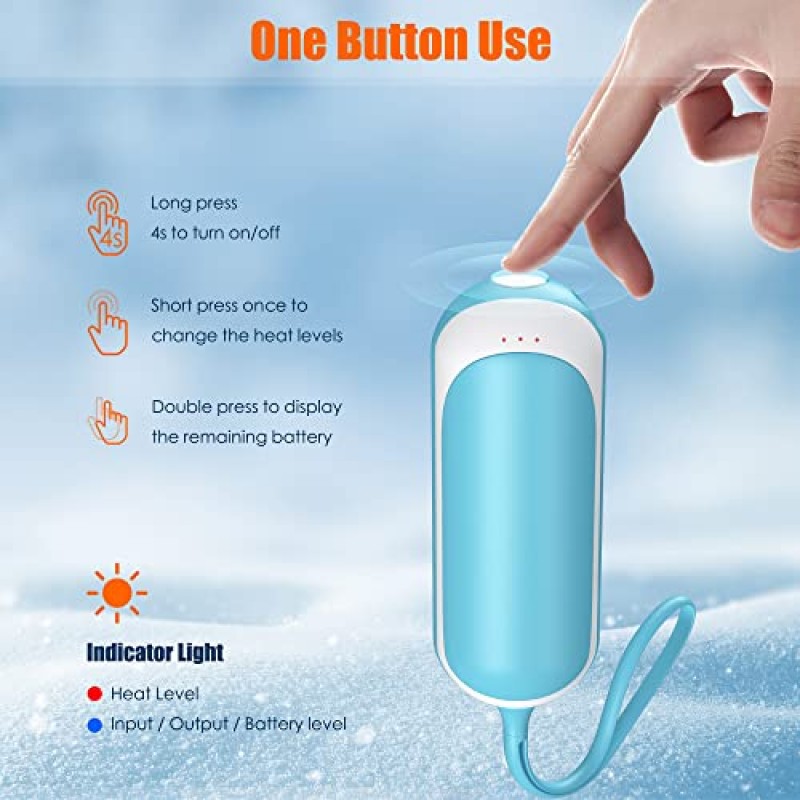GOOSEL 손난로 충전식, 6000mAh 손목 밴드가 있는 재사용 가능한 전기 손난로, USB 휴대용 포켓 워머 3단계 오래 지속되는 난방 남성과 여성을 위한 최고의 선물