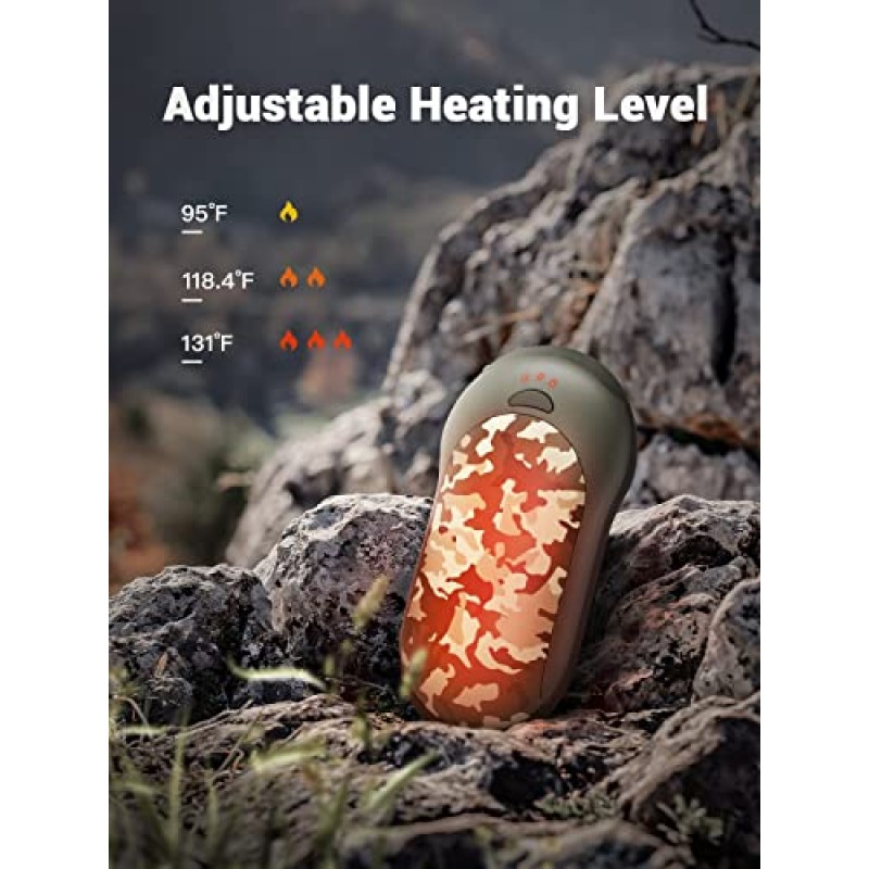 OCOOPA IP45 방수 손난로 충전식, 10000mAh Handwarmer PD 및 QC 3.0 핸드 히터 15시간 지속 시간 3 난방 수준 사냥 캠핑 하이킹 위장 겨울 야외 선물