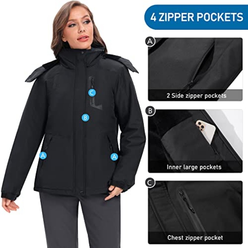 GOLDEN CAMEL 여성용 겨울 자켓 방풍 스키 스노우 자켓 방수 Thicken Parka 레인 자켓 Warm Puffer Coat