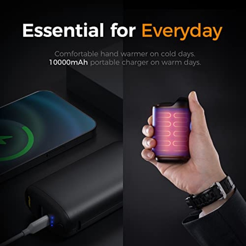 OCOOPA Union U5s 손난로 충전식, 배터리 교체 가능 Handwarmer 10000mAh, 4단계 전기 히터, 15시간 따뜻함, 골프에 적합, 남성용 사냥 선물