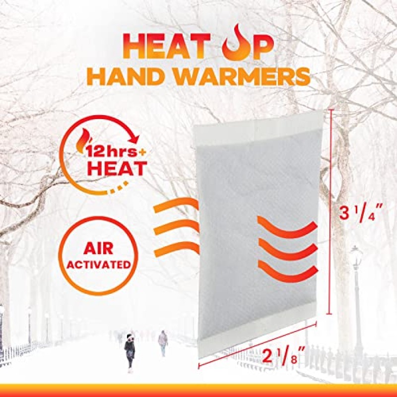 HEAT UP 손난로(20 및 40쌍 팩 이용 가능) - 최대 12시간까지 지속되는 프리미엄 품질의 가열식 손난로 - 안전하고 자연 공기에 의해 활성화되는 무취 난로