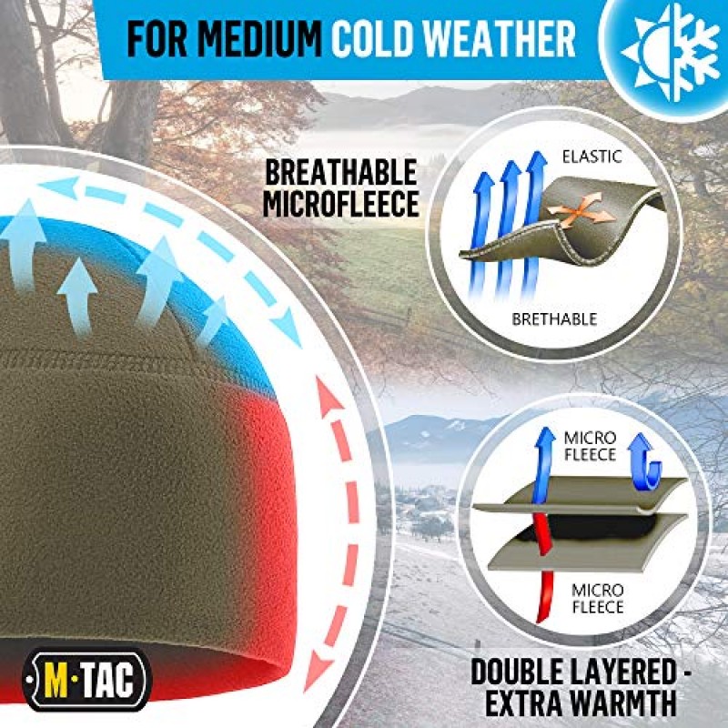 M-Tac 양털 시계 모자 - 육군 군사 전술 비니 모자 겨울 해골 모자