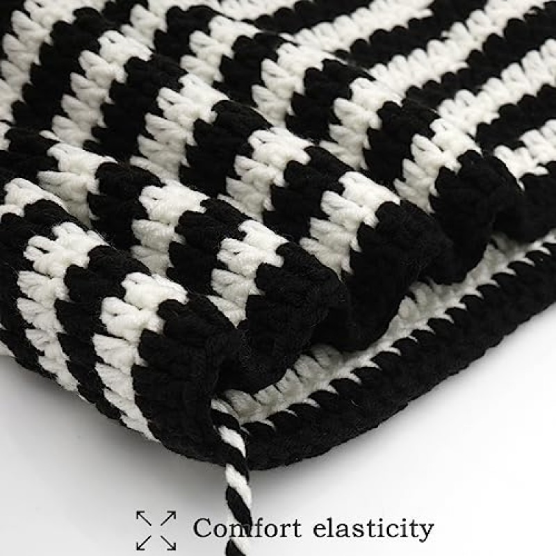 XYIYI 여성용 크로 셰 뜨개질 모자 Pompoms가있는 폭스 니트 모자 Grunge Goth 액세서리 여성용 Slouchy Beanies 소녀