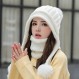 여성 겨울 비니 모자 페루 서클 스카프 세트 스키 귀 플랩 모자 듀얼 레이어 양털 안감 폼폼