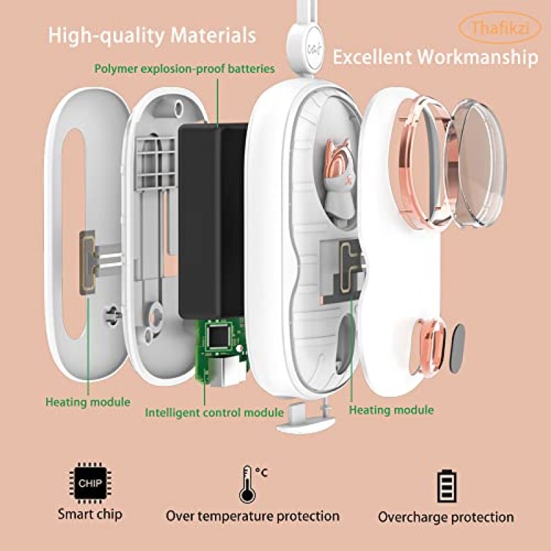 귀여운 휴대용 충전기 10000mAh 보조베터리 손난로 충전식 손 데우기 3가지 발열량 디지털 디스플레이 히터를 사용한 양면 난방 빠른 충전 모바일 전원 컬러 조명 3 in 1