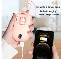 귀여운 휴대용 충전기 10000mAh 보조베터리 손난로 충전식 손 데우기 3가지 발열량 디지털 디스플레이 히터를 사용한 양면 난방 빠른 충전 모바일 전원 컬러 조명 3 in 1