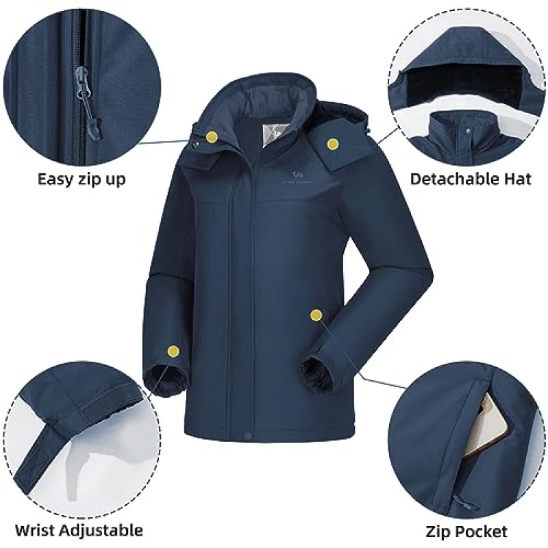 CAMEL CROWN 여성 스키 자켓 Thicken Winter Snow Coat 따뜻한 양털 산 방수 여성 자켓 후드 윈드 브레이커