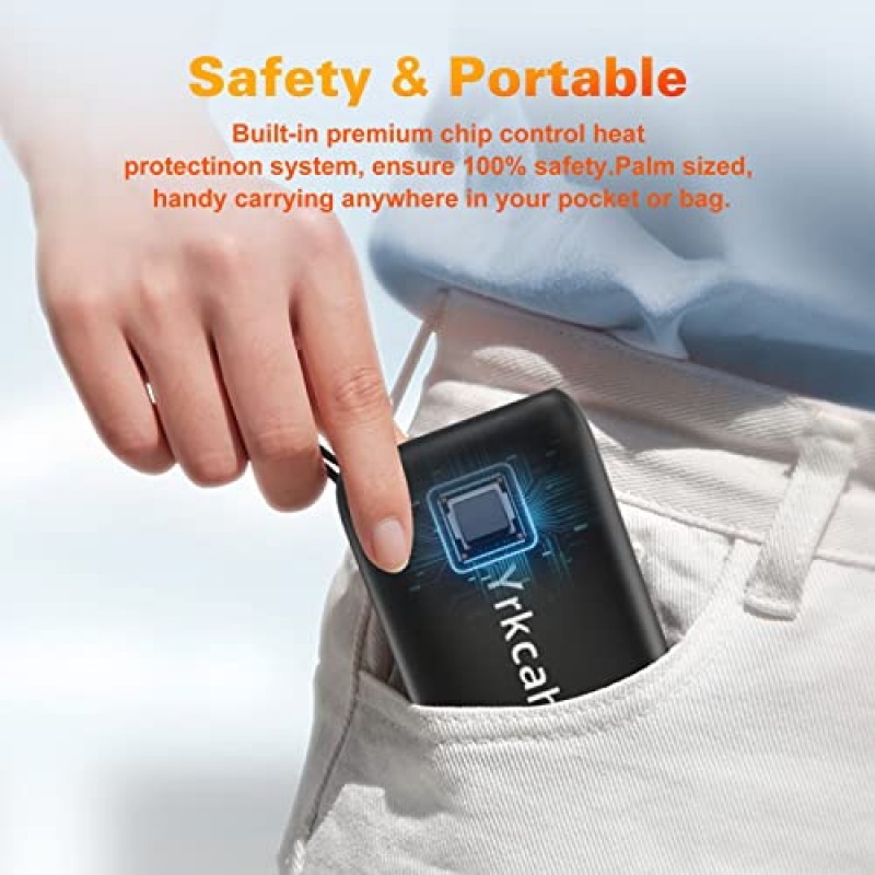 손난로 충전식 10000mAh 급속 충전 손난로 - 전기 재사용 가능한 손난로 보조베터리 포켓 휴대용 충전기, 3단계 8-16시간 오래 지속되는 발열, 남성 여성을 위한 야외 겨울 선물