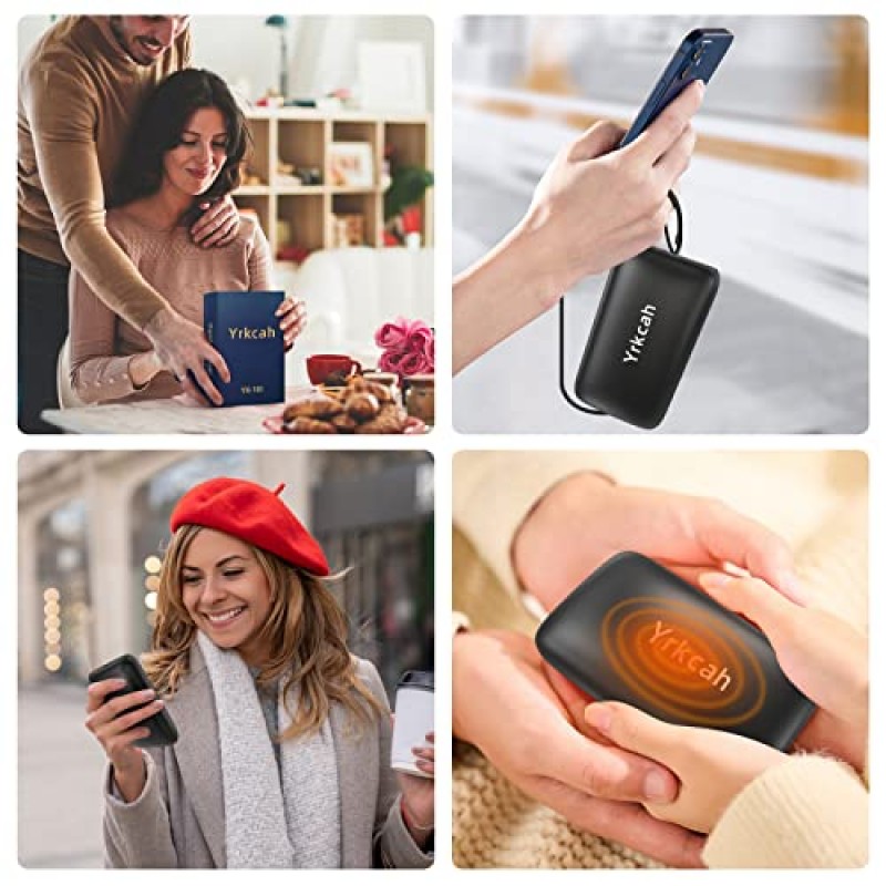 손난로 충전식 10000mAh 급속 충전 손난로 - 전기 재사용 가능한 손난로 보조베터리 포켓 휴대용 충전기, 3단계 8-16시간 오래 지속되는 발열, 남성 여성을 위한 야외 겨울 선물