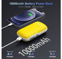 손난로 충전식 10000mAh, USB 전기 손난로 휴대용 보조베터리, 18W 고속 충전, LED 디스플레이, 오래 지속되는 열, 야외 활동, 캠핑, 레이노즈, 여성 남성을 위한 따뜻한 선물에 적합