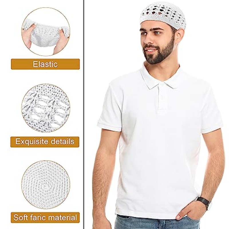 남성용 Kufi 모자 니트 Kufi 모자 크로 셰 뜨개질 비니 Kufi 모자 남성 여성용 해골 모자