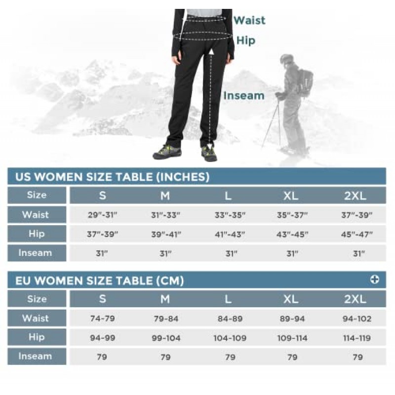 Wespornow 여성용 플리스 안감 하이킹 바지 스노우 스키 바지 방수-야외-소프트쉘-절연 바지 겨울용