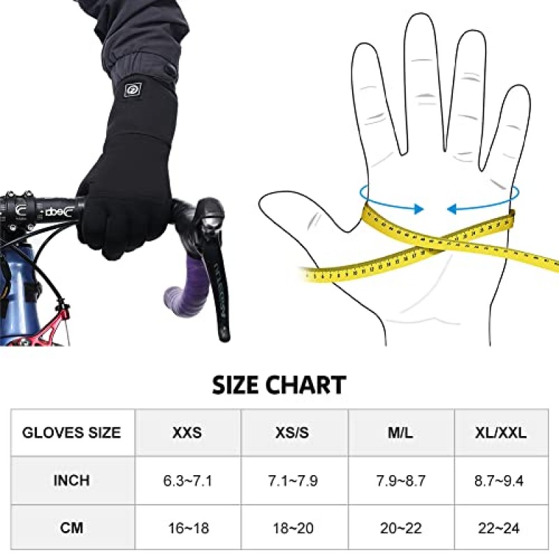 남성용 여성용 가열 장갑, 충전식 전기 가열 장갑 사이클링, 하이킹, 스케이트, 스키용 초박형 가열 장갑 라이너 터치스크린 겨울 장갑
