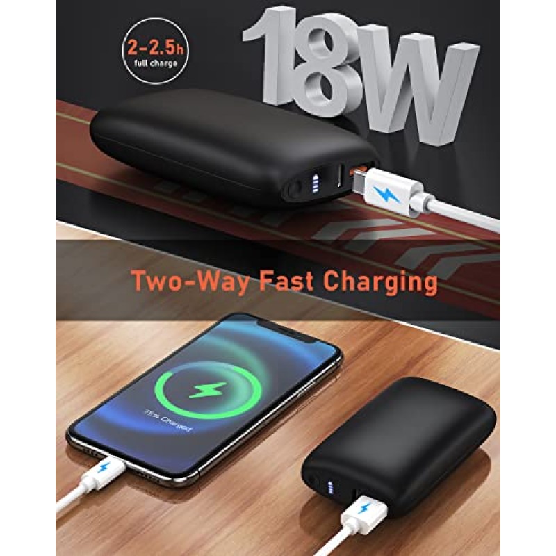 TriPole 충전식 손난로 10000mAh, 고속 충전 전기 손난로 휴대용 보조베터리 포켓 손난로 재사용 가능, 3단계 6-15H 난방 USB 손난로 히터 남성 여성 겨울 선물