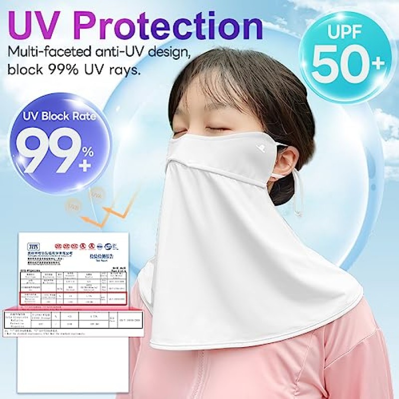 UPF 50+ 자외선 차단 발라클라바, UV 보호 페이스 커버, 골프 사이클링 트레킹 페이스 커버, 세척 가능한 야외 페이스 커버