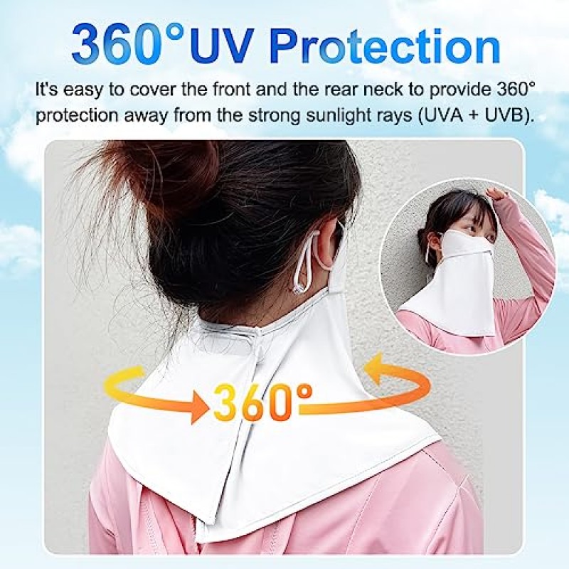 UPF 50+ 자외선 차단 발라클라바, UV 보호 페이스 커버, 골프 사이클링 트레킹 페이스 커버, 세척 가능한 야외 페이스 커버