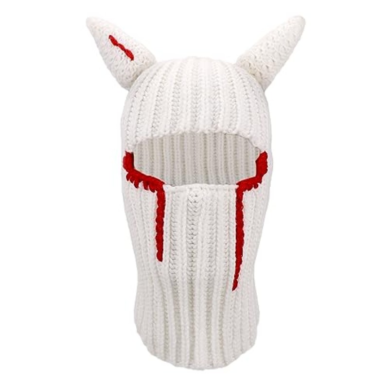 재미 있은 뿔 크리 에이 티브 니트 모자 할로윈 Beanies 전체 얼굴 커버 스키 마스크 모자 Windproof Balaclava Hat