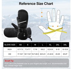 ZIROCTD 가열 스키 장갑 남자 여자 7.4V 전기 가열 장갑, 겨울 스키 스노우 보드 용 충전식 배터리 가열 장갑