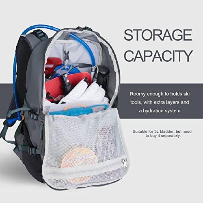 Unigear 스키 배낭, 22L 스노우보드 여행 배낭 스노우보드, 스키, 캠핑, 하이킹용 900D 폴리에스테르 방수 배낭