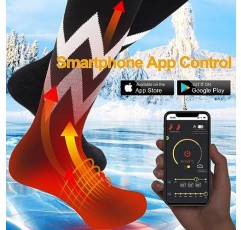 남성 여성을 위한 가열 양말, 충전식 전기 양말 5V/5000mAh 전원 배터리(APP 원격 제어 포함) 가열 양말 겨울 야외 스키 하이킹 사냥 캠핑 라이딩을 위한 세척 가능한 발 따뜻하게