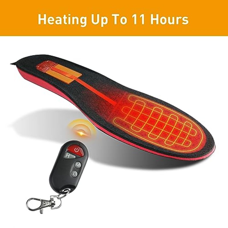 3500mAh 가열 안창, 원격 제어 기능이 있는 충전식 발 따뜻하게, 최대 11시간 가열 전기 가열 안창 남성 여성 야외 사냥 낚시 캠핑 하이킹