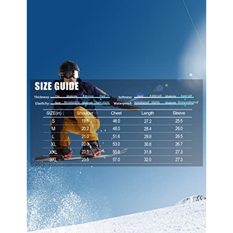 Purltoan 남성용 방수 스키 자켓 방풍 비옷 스노우 보드 하이킹 후드 비옷 따뜻한 양털 겨울 스노우 코트