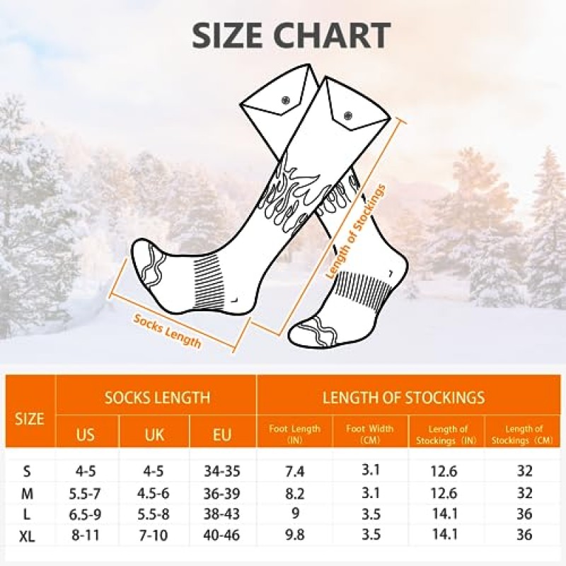 남성 여성용 HILRITORI 가열 양말 - 2022 업그레이드된 충전식 전기 가열 양말 - 야외 라이딩 캠핑 하이킹 오토바이 스키 따뜻한 겨울 양말을 위한 유니섹스 전원 추운 날씨 열 양말