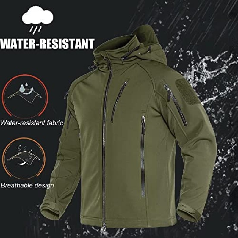 MAGCOMSEN 남성용 전술 재킷 8 포켓 방수 재킷 Softshell 양털 안감 재킷 겨울 코트 스키 재킷