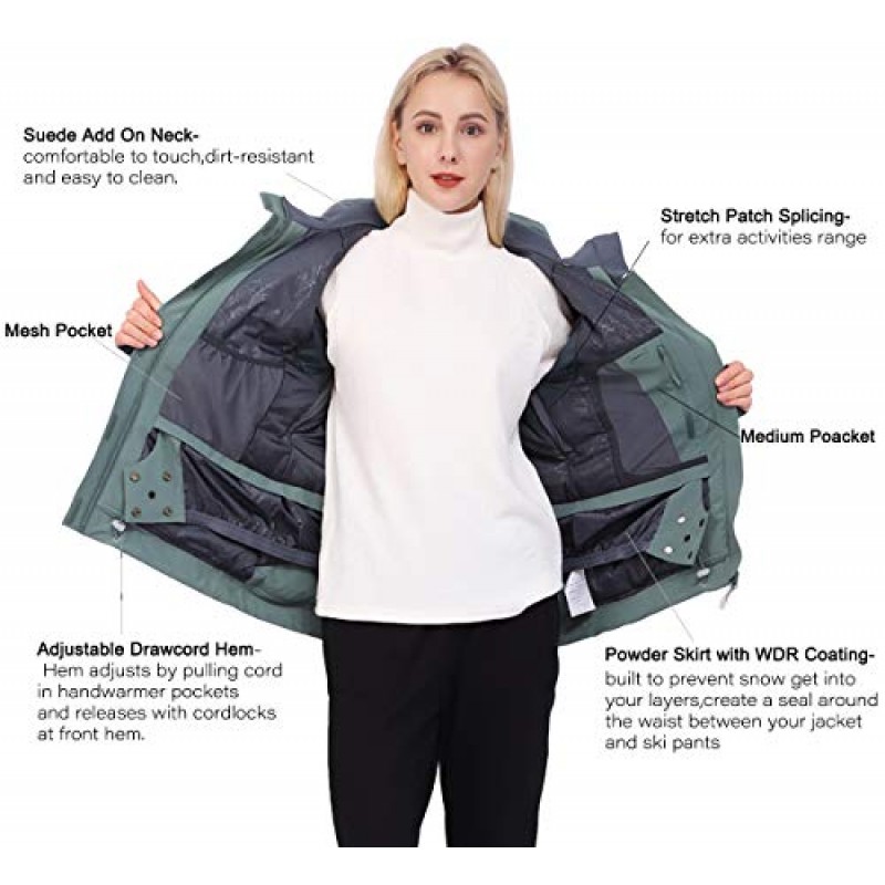 Fit space 스키 스노우보드 재킷 여성 방수 통기성 15K 겨울 스노우 코트 Tech-Wear