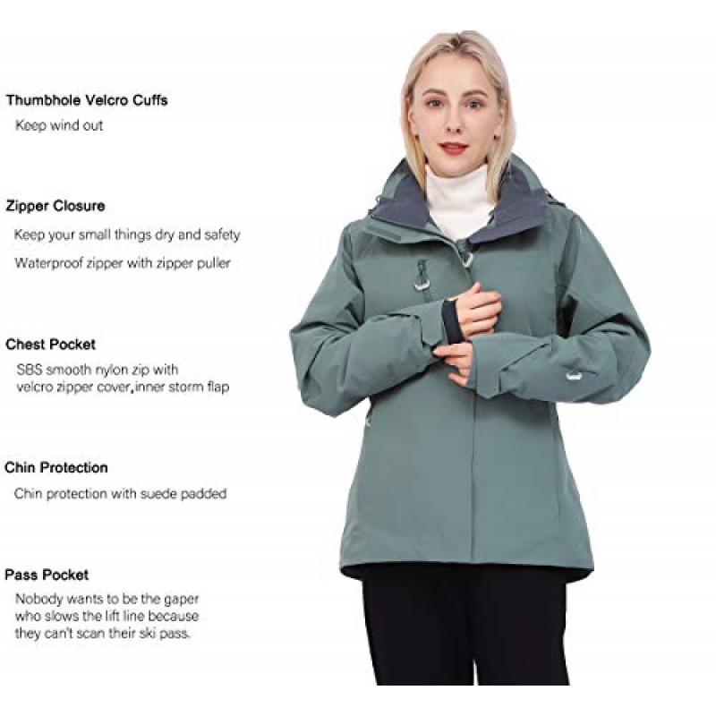 Fit space 스키 스노우보드 재킷 여성 방수 통기성 15K 겨울 스노우 코트 Tech-Wear