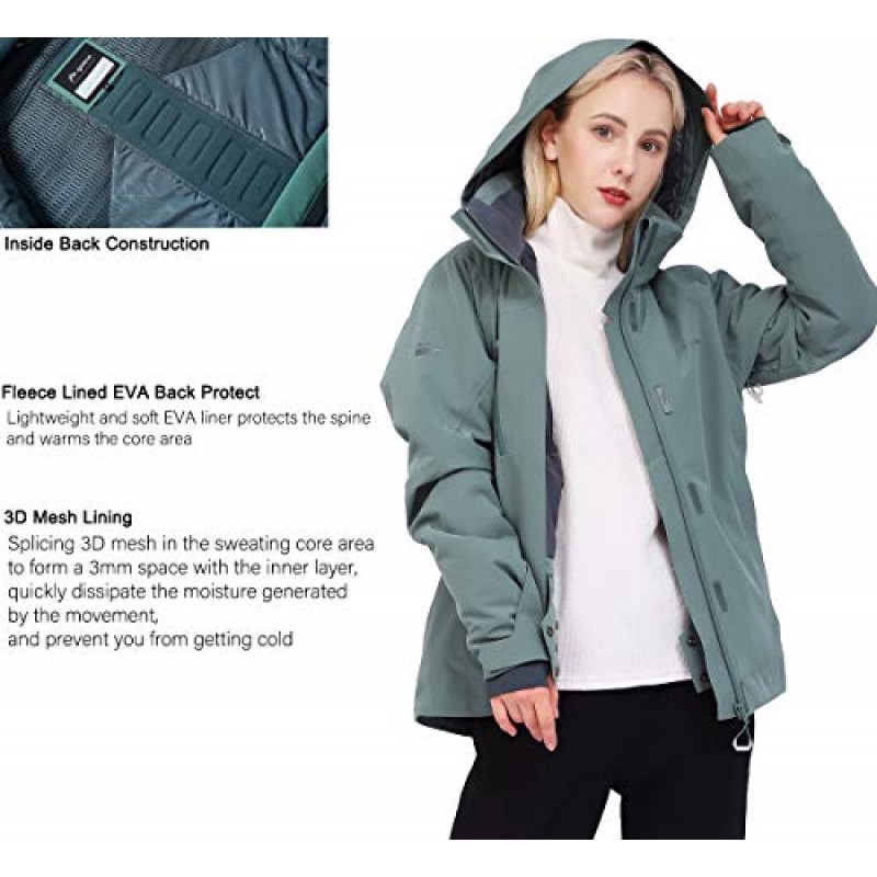Fit space 스키 스노우보드 재킷 여성 방수 통기성 15K 겨울 스노우 코트 Tech-Wear