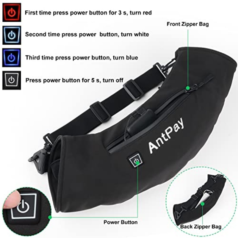 AntPay 가열 핸드 머프, 충전식 배터리가 포함된 전기 가열 핸드 워머 파우치, 추운 겨울 야외 사냥, 사진, 골프, 하이킹, 축구, 스노우 캠핑에 적합한 따뜻함 유지