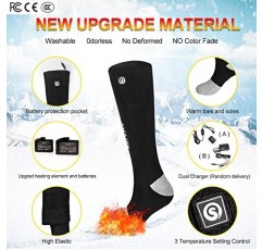 남성 여성을위한 구세주 열 가열 양말, 업그레이드 된 충전식 전기 양말 7.4V 2200mAh 배터리 구동 Coolmax 양말 사냥 스키 캠핑 달리기