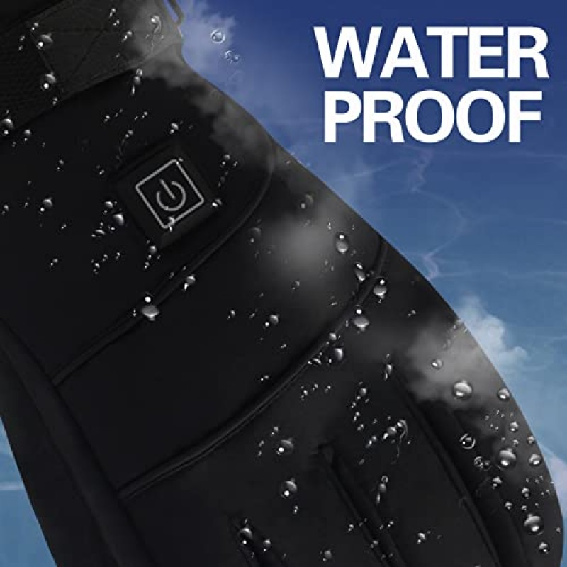 남성용 IFWATER 가열 장갑, 3단계 설정이 가능한 충전식 전기 배터리 구동식 난방 스키 장갑, 야외 실내 장갑 손난로용 남녀공용 터치스크린 방수 겨울 열 장갑