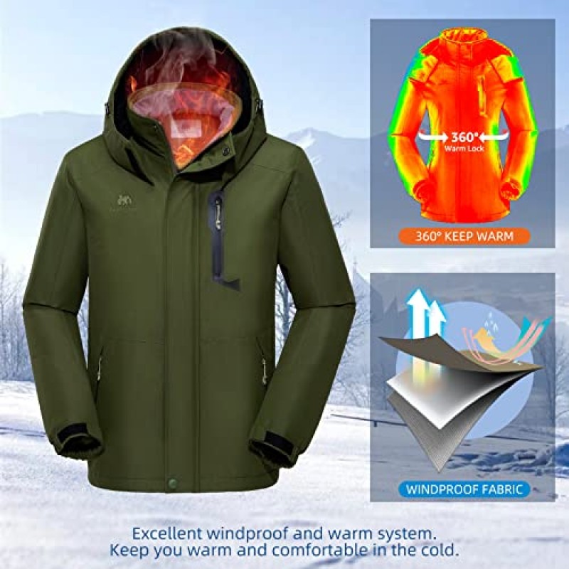 GOLDEN CAMEL 남성용 겨울 자켓 방풍 스키 스노우 자켓 방수 Thicken Parka 레인 자켓 Warm Puffer Coat