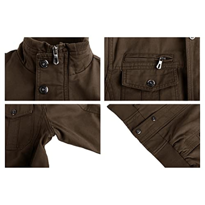 CRYSULLY 남성 겨울 캐주얼 Thicken Multi-Pocket Field Jacket 아웃웨어 플리스 카고 재킷 코트
