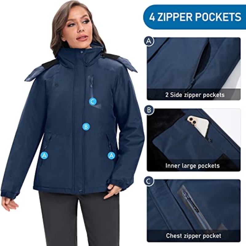 GOLDEN CAMEL 여성용 겨울 자켓 방풍 스키 스노우 자켓 방수 Thicken Parka 레인 자켓 Warm Puffer Coat