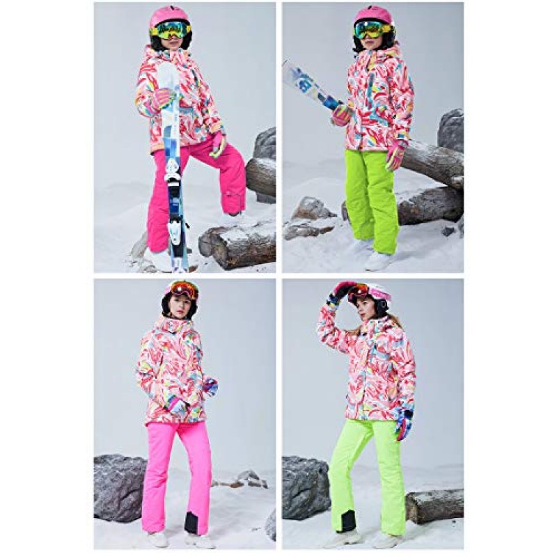여자 절연 스키 재킷 바지 세트 방풍 방수 어린이 스키 복 Snowsuit for Kids