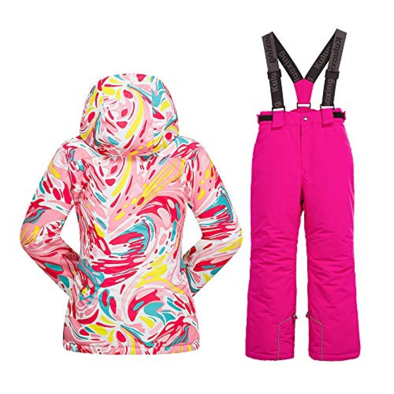 여자 절연 스키 재킷 바지 세트 방풍 방수 어린이 스키 복 Snowsuit for Kids