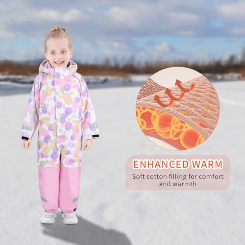 어린이를위한 Yueta Snowsuit 방수 원피스 스키 복 스노우 점프 슈트 겨울 스노우 보드에 따뜻하게 유지