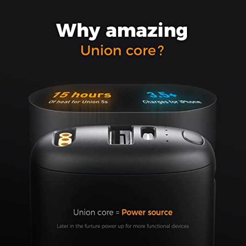 OCOOPA 팩 - 유니온 5s+ 1개 추가 유니온 코어 모듈형 손난로 충전식, 10000mAh 배터리 교체형 손난로, USB-C 휴대용 충전기, 골프, 남성용 사냥 선물용으로 적합