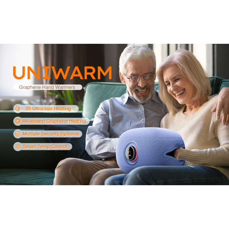 TORRAS UNIWARM 손난로, 레이노 증후군/관절염을 위한 그래핀 가열 핫핸드, 만능 핫 핸드, 5000mAh 충전식 손난로, 여성/부모를 위한 손난로 하늘색